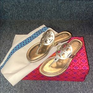 Tory Burch Miller flip flops spark gold SIZE 5M